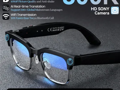 New Business 4K HD Color Change AI Smart Glasses 800W Pixel Camera 1080P Video AI Chat Music Player Call AI Sports Glasses Men