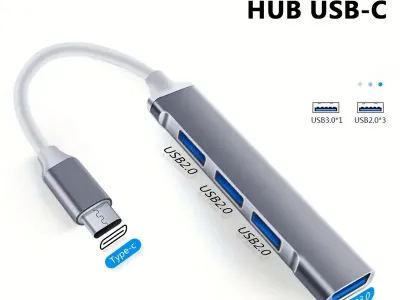 4-Port USB Hub Type C Extender Splitter Adapter OTG Docking Station for MacBook pro 13/15 Air PC Laptop - Phone Charging Compu