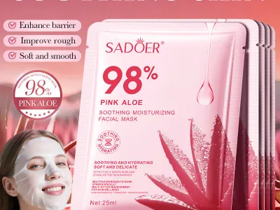 SAODER Pink Aloe Moisturizing Facial Masks Anti-Aging Hydrating Nourishing Anti Wrinkles Face Mask Sheet Masks Skin Care Product