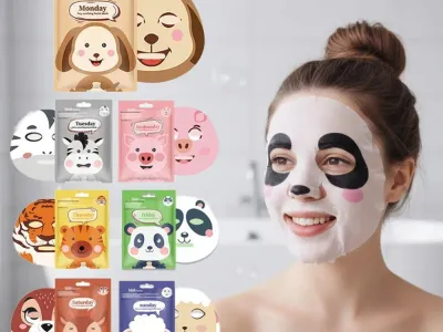 7 Styles Animal Face Mask Set Funny Panda Dog Pig Hydrating Sheet Mask for Spa Party Cute Skincare Gift for Women Girls 1/7PCS