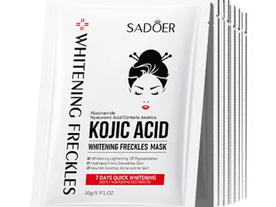 10pcs SADOER Kojic Acid Facial Masks Moisturizing Brightening Hydrating Face Mask Sheet Masks Beauty Facial Skin Care Products