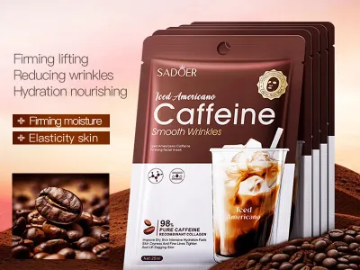 SADOER Caffeine Face Mask Anti Wrinkles Moisturizing Hydrating Anti-aging Facial Masks Face Sheet Mask Skin Care Products