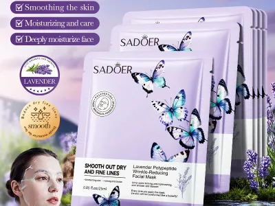 SADOER Lavender Face Mask Anti Wrinkles Hydrating Anti-Aging Moisturizing Facial Masks Sheet Mask for Face Skin Care Products