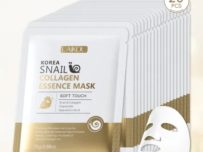 LAIKOU Korea Snail Collagen Essence Mask Hydrating Sheet Mask Anti-Wrinkle Face Mask Firming Skin Care 25g*20pcs