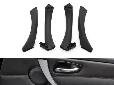 Black Left Right Inner Door Pull Handle Kit Panel Pull Cover Trim For BMW 3 Series E90 E91 E92 2004-2012 316 318 320 325 328i