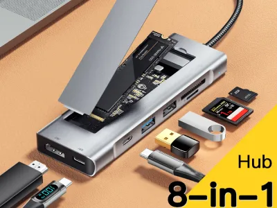 8-IN-1 USB HUB With Disk Storage Function PD100W USB C to HDMI-compatible M.2 SSD HUB Dock Station For Macbook Pro Air M1 M2