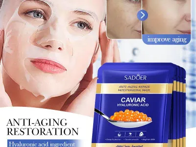 【AD】10pcs SADOER Caviar Hyaluronic Acid Moisturizing Facial Masks Brightening Firming Hydrating Face Mask Sheet Facial Skin Care