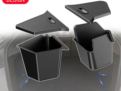 For Tesla Model Y Juniper Trunk Organizer Side Storage Box Boot Organizer Flocked TPE Mat Anti-dirty 2025 Car Travel Accessories