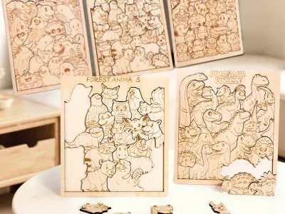Kids Irregularly Animal Shape Puzzles Wooden Toy Dinosaur Ocean Stacked Jigsaw Intelligence Game Logical Thinking Education Toy