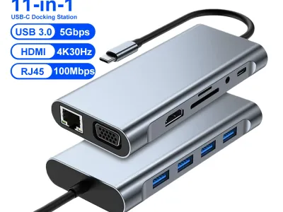 KEBIDUMEI 11 Ports USB C Docking Stations USB C HUB Type C to HDMI Adapter 4K USB 3.0 Splitter Adapter For PC Laptop Macbook