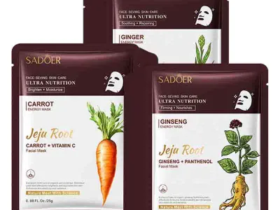 5pcs SADOER Plant Roots Face Mask Ginseng Whitening Facial Masks Moisturizing Firming Hydrating Face Sheet Mask Skin Care