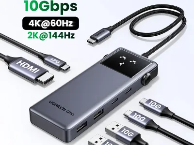 UGREEN Uno USB C HUB 6-in-1 4K60Hz PD100W 10Gbps USB3.2 Splitter Adapter for Laptop Macbook Pro Air USB Expander Docking Station
