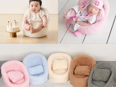 2pcs Baby Posing Sofa Newborn Photography Props Solid Color Soft Chair with Pillow Cushion Sets Studio Baby Photo Accessories