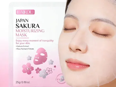 Laikou Sakura Facial Mask, Hydrating & Brightening Sheet Mask for Moisturized and Radiant Face Masks Skin Care Cosmetics 25g