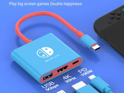 3 In 1 USB C HUB Type C to HDMI 4K with PD 100W Fast Charging USB 3.0 Docking Station for Switch MacBook Laptop Computer Phone