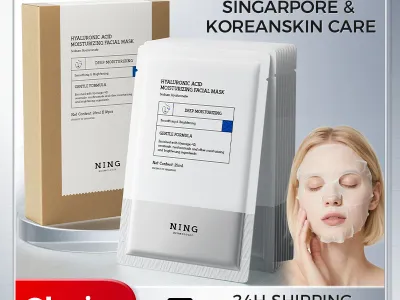 NING DERMOLOGIE Hyaluronic Acid 4D Hydration Brightening Moisturizing Sheet Mask with Niacinamide & Ceramide for Smooth Skin
