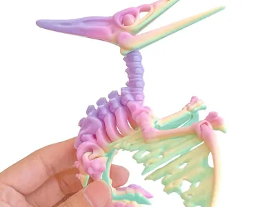 3D Printed Bone Pterosaur Dinosaur Toy 10x9.3cm Joint Movable Dragons Figurine Animal Ornaments C reative Home Decoration