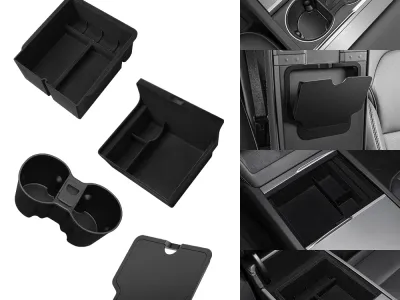 YZ For Tesla Model 3 Highland 2024 Model Y Juniper 2025 Storage Box Center Armrest Hidden Box Cup Holder Organizer Accessories