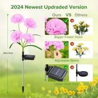 Solar Carnation Flower Garden Lights (4 Head) thumbnail 4