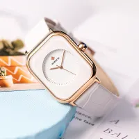 WWOOR White Leather Rectangle Ladies Quartz Watch thumbnail 2