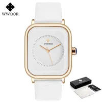 WWOOR White Leather Rectangle Ladies Quartz Watch thumbnail 6