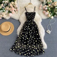 Daisy Print Mesh Midi Party Dress thumbnail 2