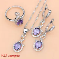 925 Silver Amethyst 4-Piece Jewelry Set thumbnail 5
