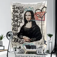 Mona Lisa Graffiti Boho Tapestry thumbnail 5