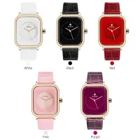 WWOOR White Leather Rectangle Ladies Quartz Watch thumbnail 5
