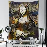 Mona Lisa Graffiti Boho Tapestry thumbnail 3
