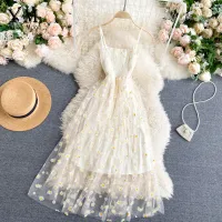 Daisy Print Mesh Midi Party Dress thumbnail 1