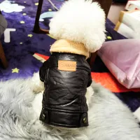 Leather Winter Pet Dog Jacket Coat thumbnail 2