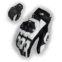 Black Racing Leather Motorcycle Gloves thumbnail 5