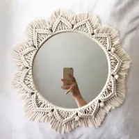 Boho Macrame Round Wall Mirror thumbnail 1