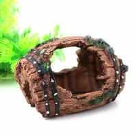 Resin Barrel Cave Aquarium Ornament thumbnail 3