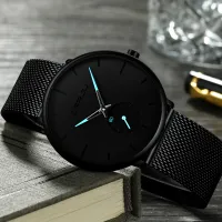 CRRJU Slim Mesh Steel Quartz Watch for Men thumbnail 3