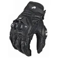 Black Racing Leather Motorcycle Gloves thumbnail 2
