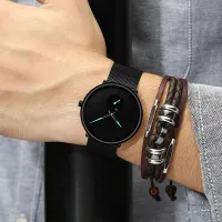 CRRJU Slim Mesh Steel Quartz Watch for Men thumbnail 4