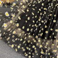 Daisy Print Mesh Midi Party Dress thumbnail 5