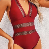 Sexy Mesh Patchwork One Piece Swimsuit thumbnail 4