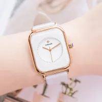 WWOOR White Leather Rectangle Ladies Quartz Watch thumbnail 4