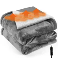 12V Heated Car Blanket Flannel Sherpa thumbnail 1