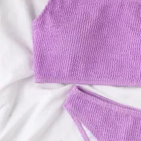 One Shoulder Textured Brazilian Bikini thumbnail 5