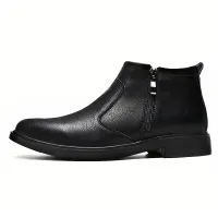 Men's Zippered Leather Chelsea Boots thumbnail 4
