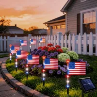 Solar American Flag Stake Lights thumbnail 1