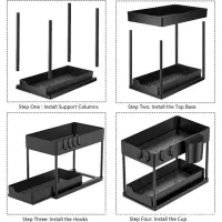 2 Tier Sliding Under Sink Organizer Rack thumbnail 6