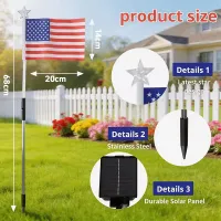 Solar American Flag Stake Lights thumbnail 6