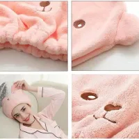 Microfiber Dry Hair Cap with Bear Embroidery thumbnail 5