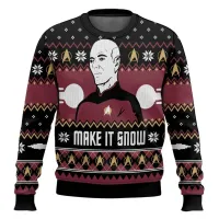 Captain Picard Ugly Christmas Sweater Pullover thumbnail 2