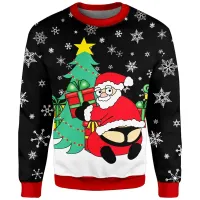 Santa Hockey 3D Print Christmas Sweatshirt thumbnail 5